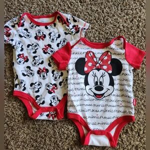 (Two) 0-3m Disney baby Minnie Mouse onesies